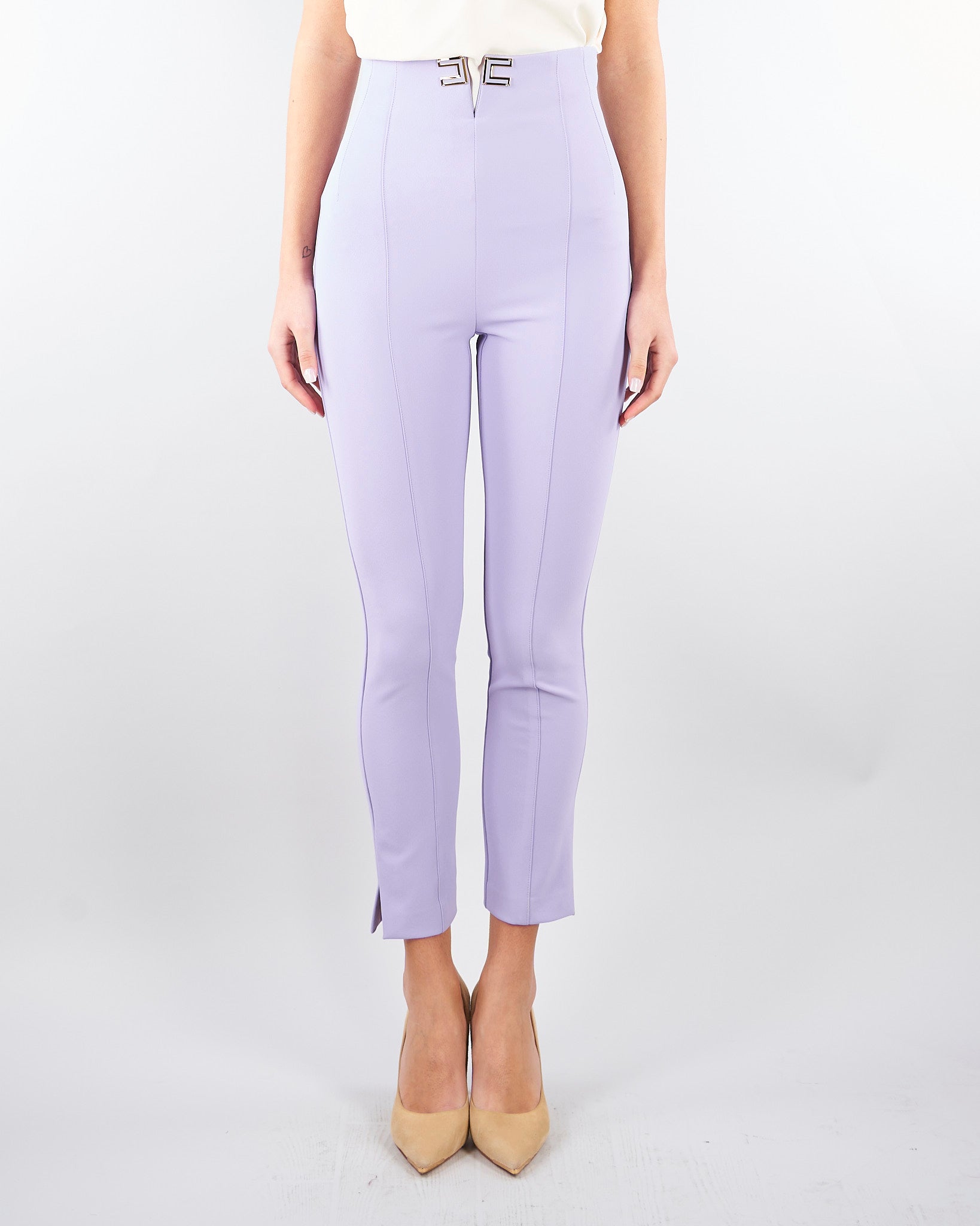 Pantaloni Lilla in doppio crêpe stretch con dettagli logo PA16361E2 EV7 ELISABETTA FRANCHI 