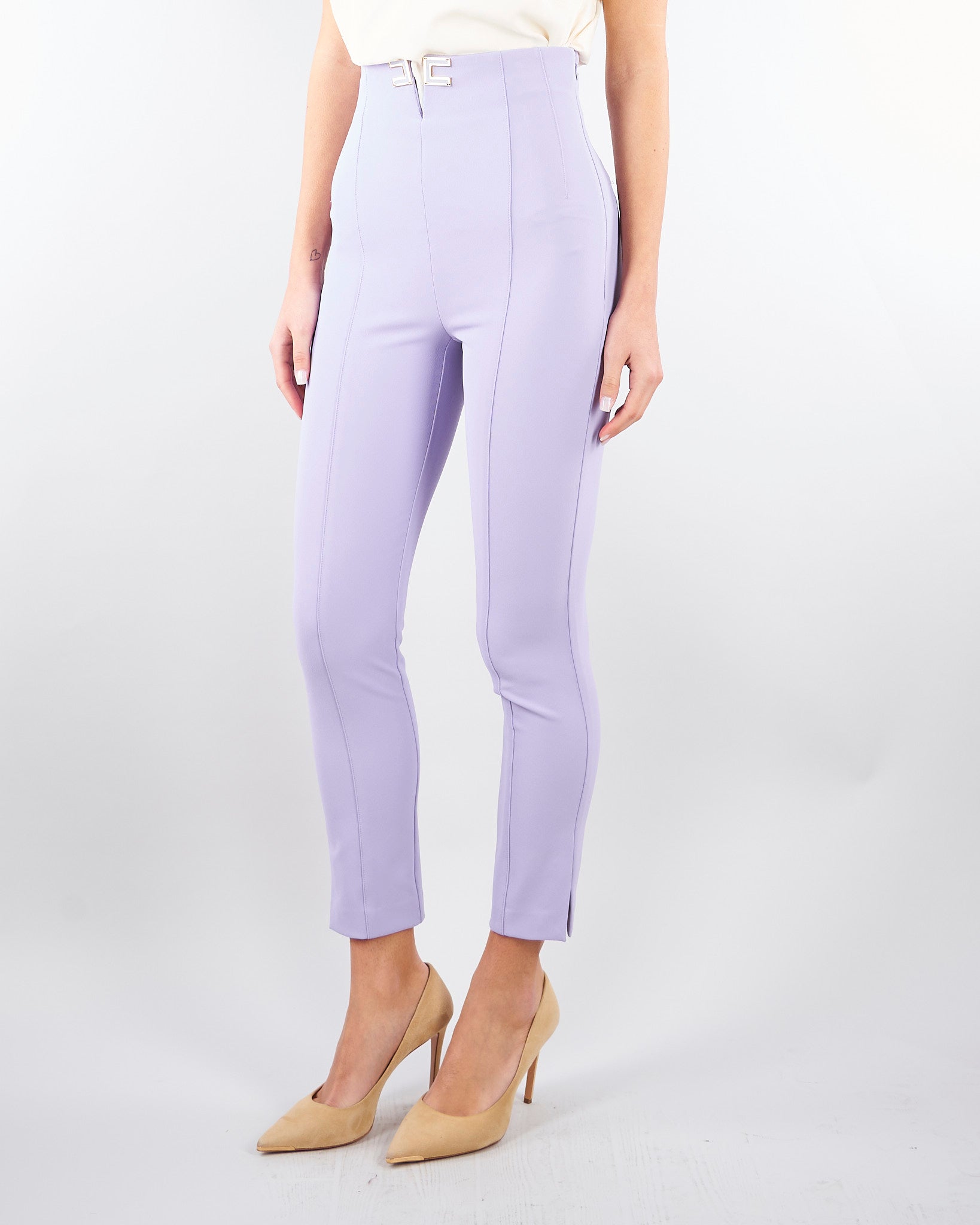 Pantaloni Lilla in doppio crêpe stretch con dettagli logo PA16361E2 EV7 ELISABETTA FRANCHI 