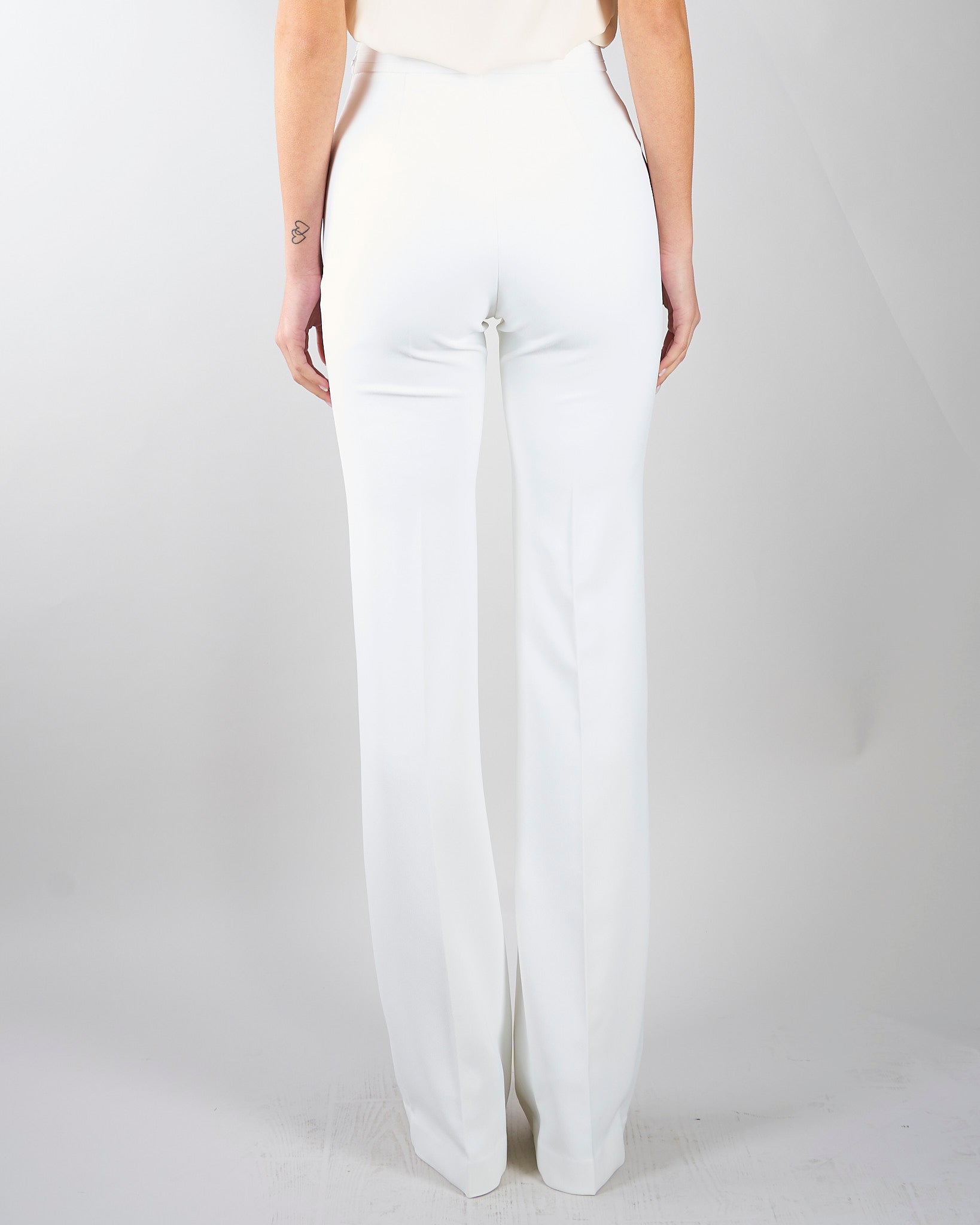 Pantaloni Avorio in doppio crêpe stretch con logo ricamato PA17161E2 360 ELISABETTA FRANCHI 