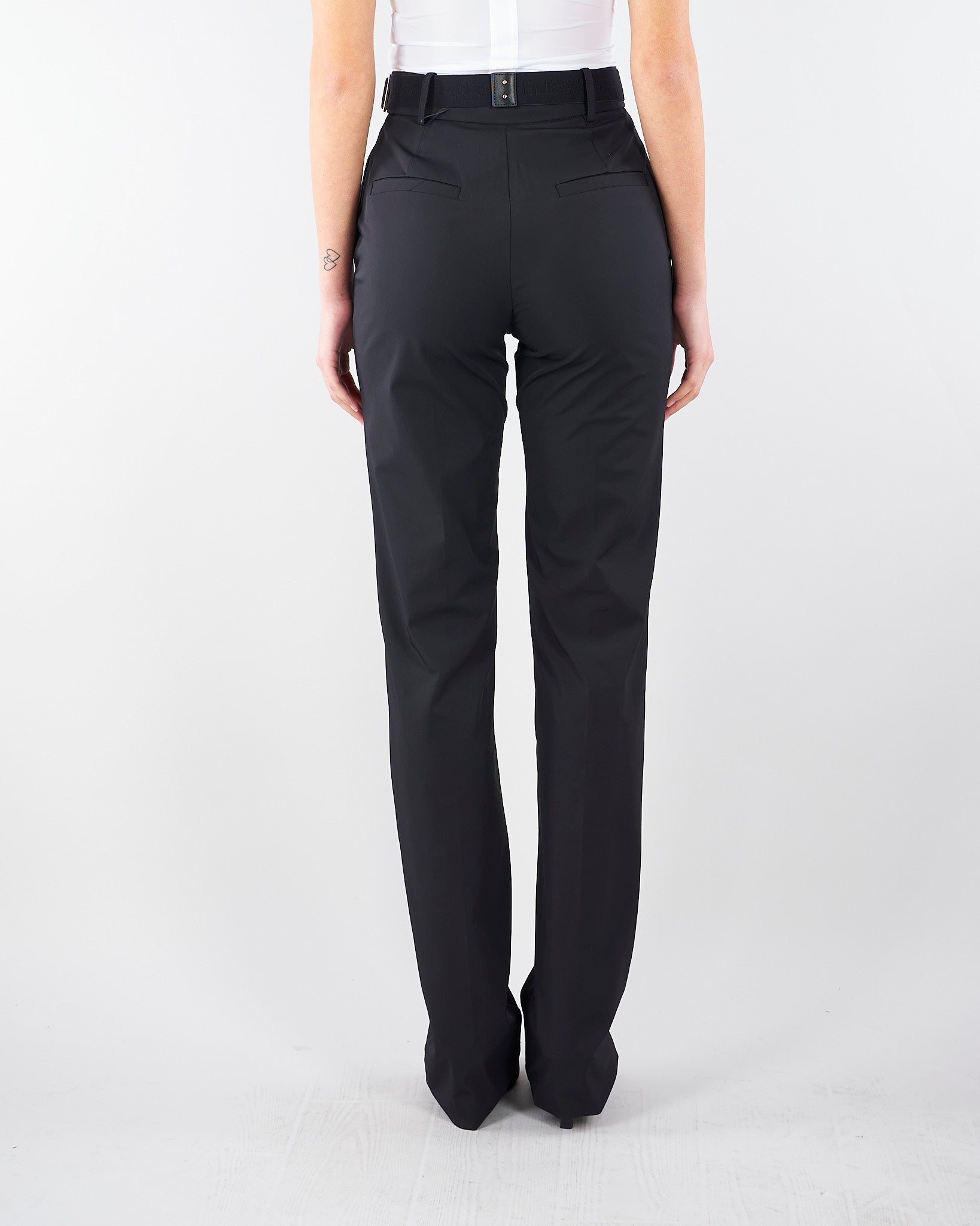 Pantaloni Nero in tessuto tecnico bielastico con cintura PA17261E2 110 ELISABETTA FRANCHI 