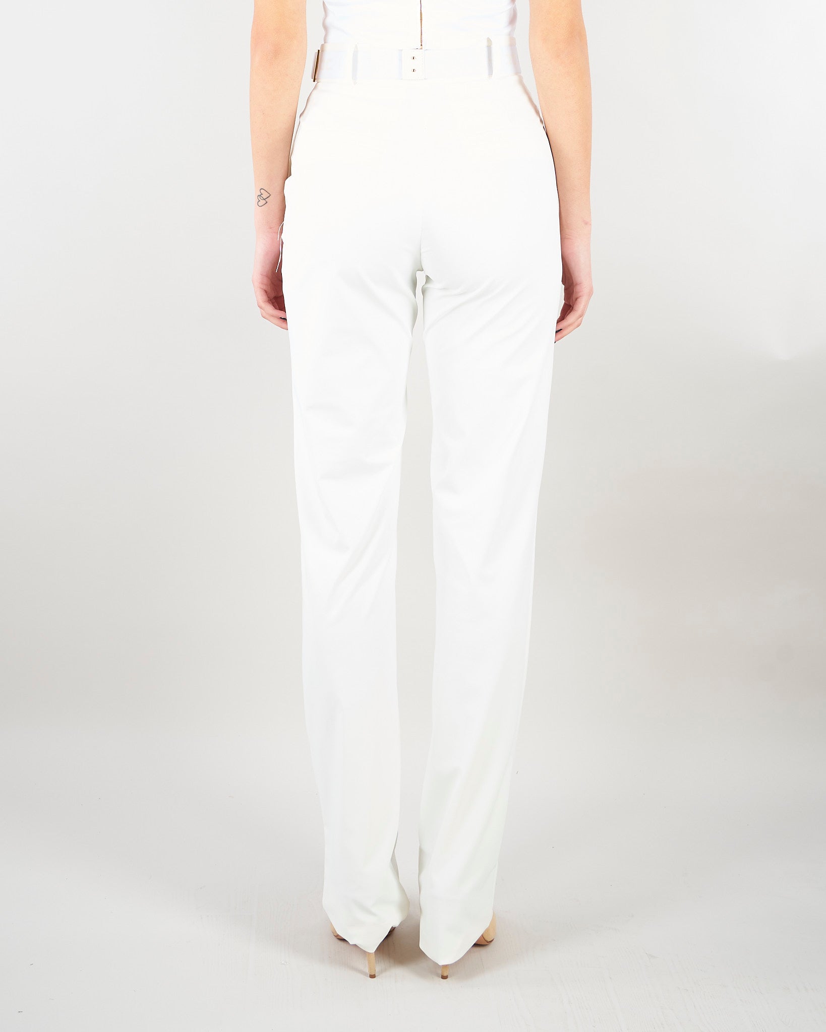 Pantaloni Avorio in tessuto tecnico bielastico con cintura PA17261E2 360 ELISABETTA FRANCHI 