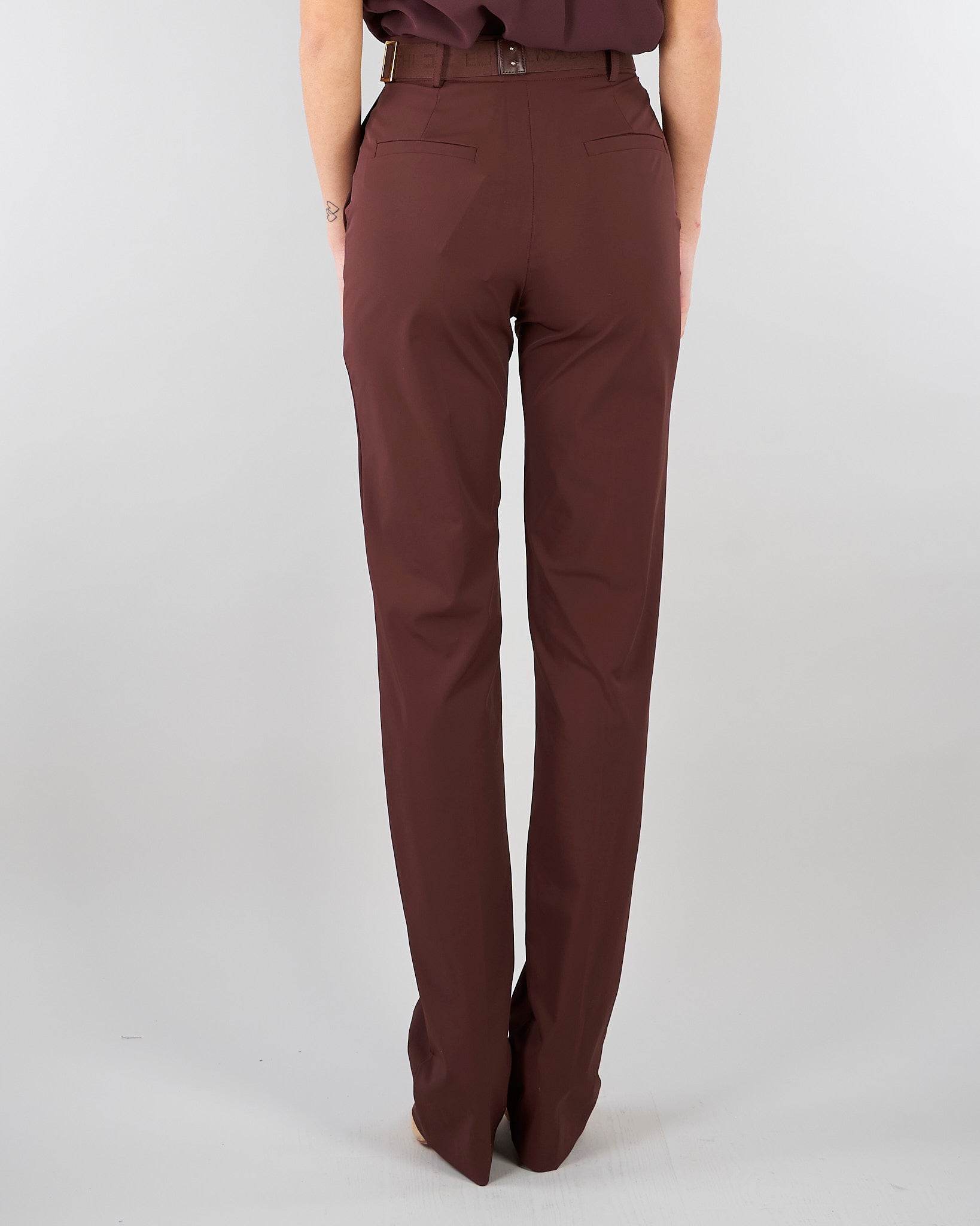 Pantaloni Cacao in tessuto tecnico bielastico con cintura PA17261E2 644 ELISABETTA FRANCHI 