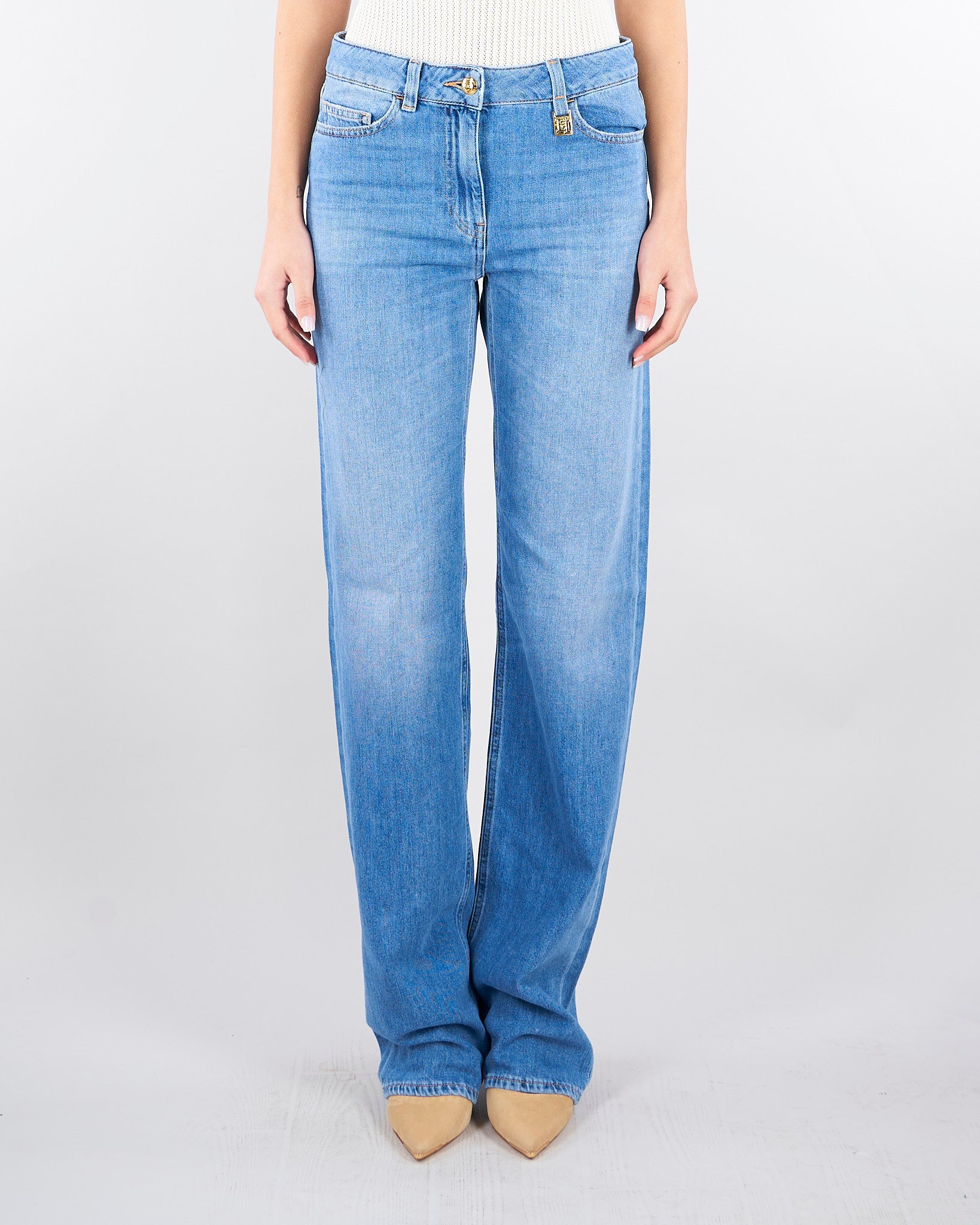 Jeans a palazzo con dettaglio logo PJ21I61E2 192 ELISABETTA FRANCHI 