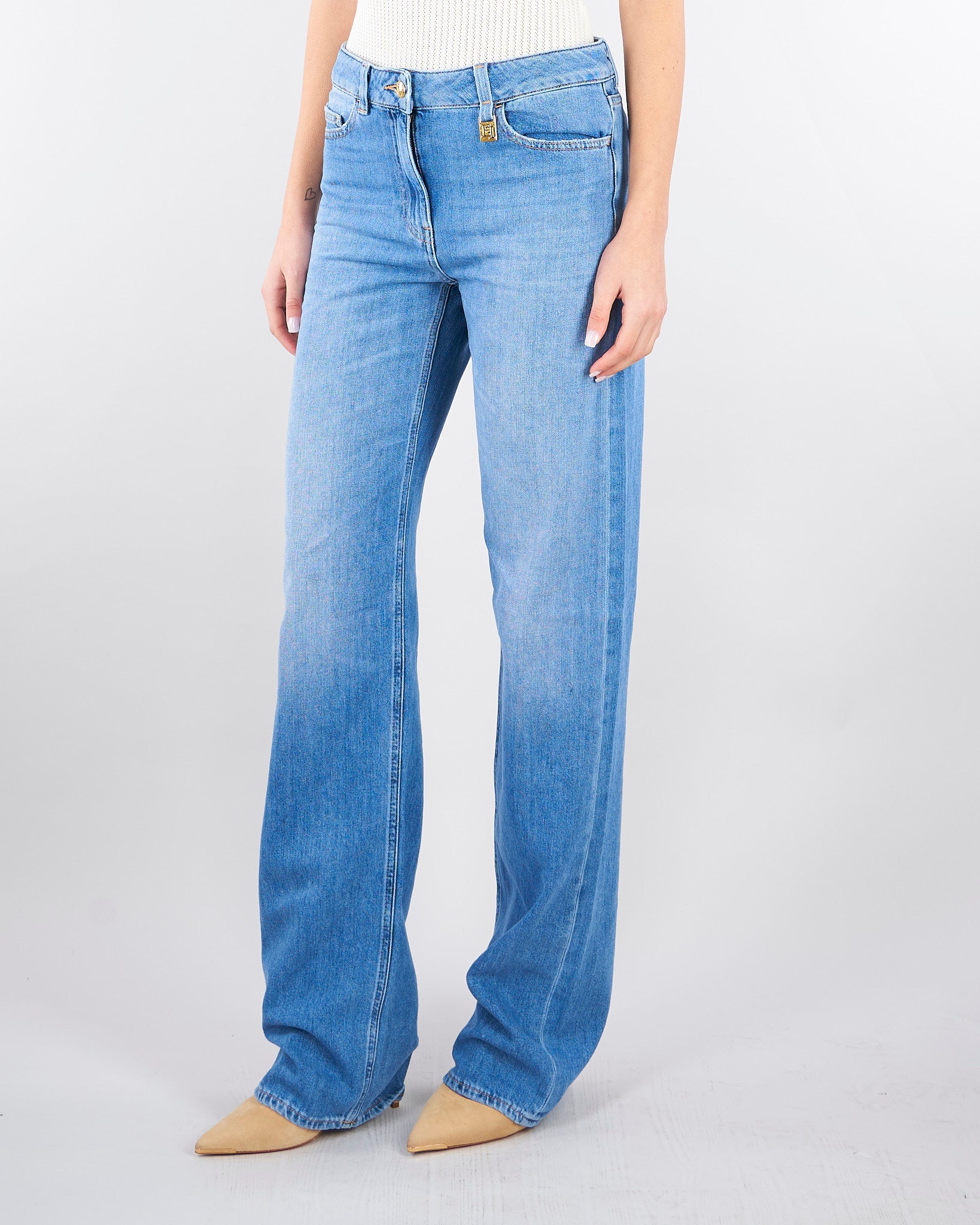 Jeans a palazzo con dettaglio logo PJ21I61E2 192 ELISABETTA FRANCHI 