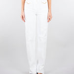 Jeans dritto Avorio in bull di cotone con accessori gold PJ25D61E2 360 ELISABETTA FRANCHI 