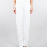 Jeans dritto Avorio in bull di cotone con accessori gold PJ25D61E2 360 ELISABETTA FRANCHI 