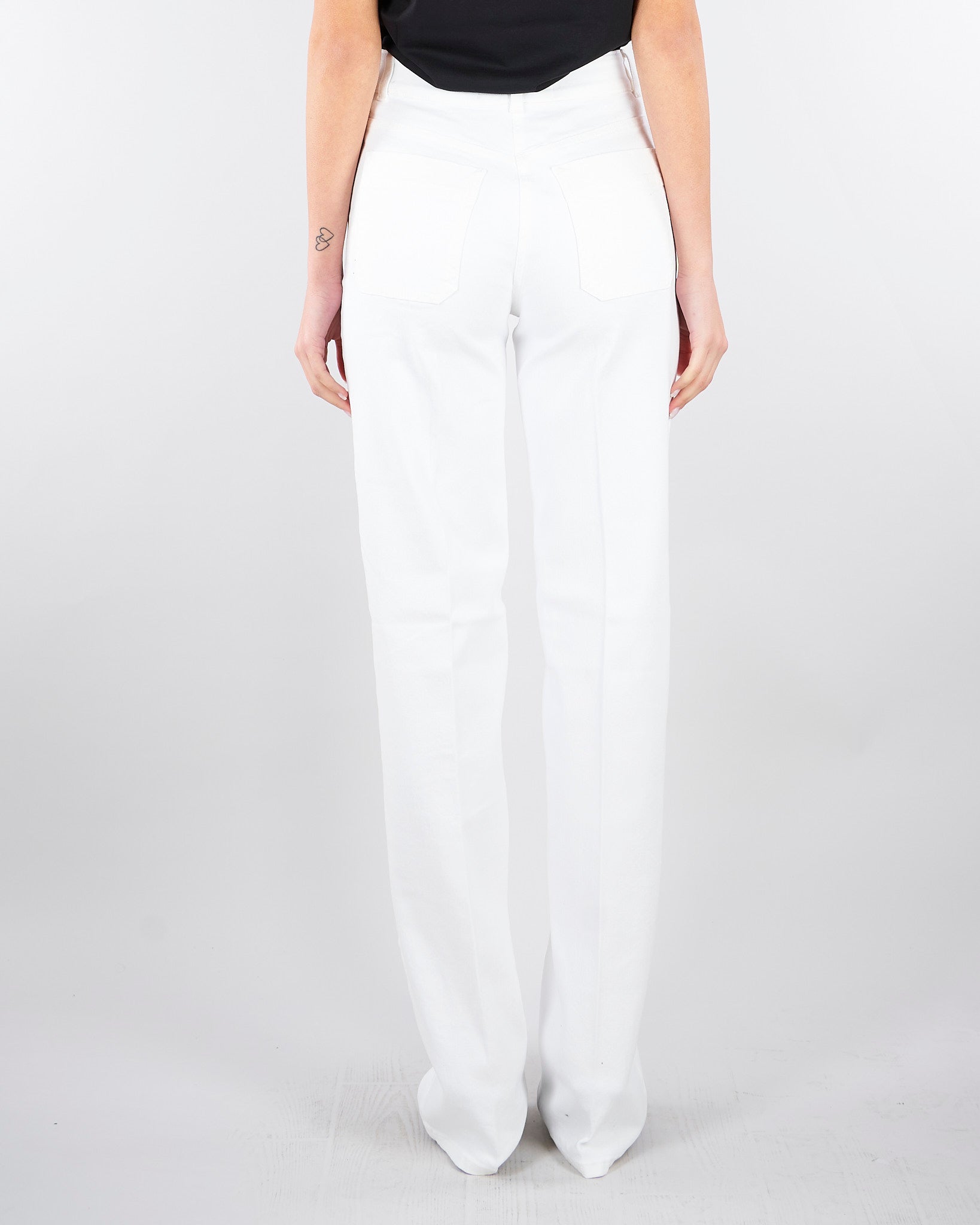 Jeans dritto Avorio in bull di cotone con accessori gold PJ25D61E2 360 ELISABETTA FRANCHI 