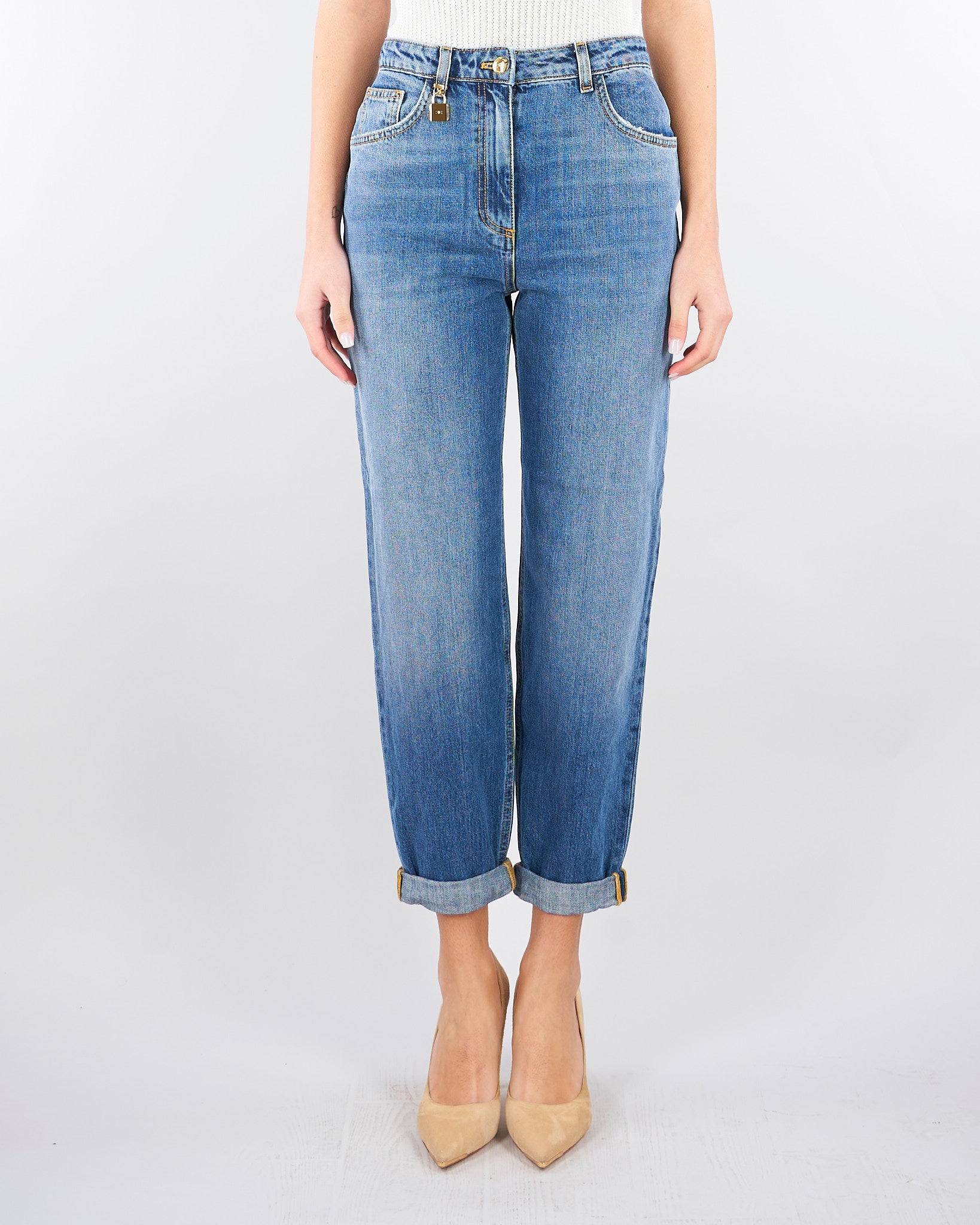 Jeans a ovetto con lucchetto gioiello PJ27D61E2 139 ELISABETTA FRANCHI 