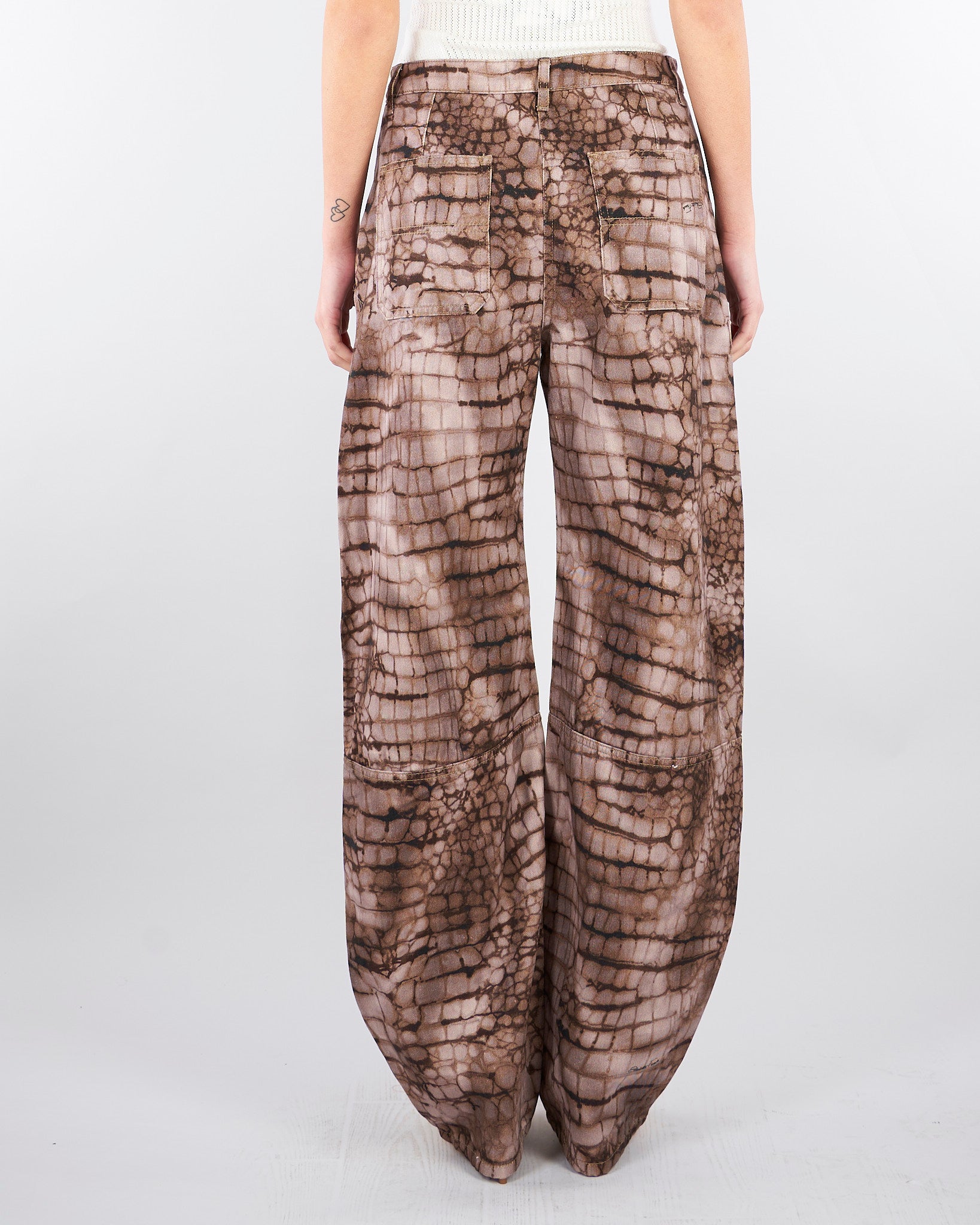 Jeans Cacao in drill con stampa alligatore PJ31D61E2 644 ELISABETTA FRANCHI 