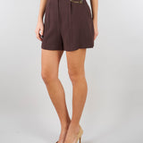 Shorts Cacao in gabardina con logo gioiello SH00561E2 644 ELISABETTA FRANCHI 