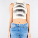Top Burro-Nero in maglia a righe dégradé TK70S61E2 E84 ELISABETTA FRANCHI 