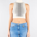 Top Burro-Nero in maglia a righe dégradé TK70S61E2 E84 ELISABETTA FRANCHI 