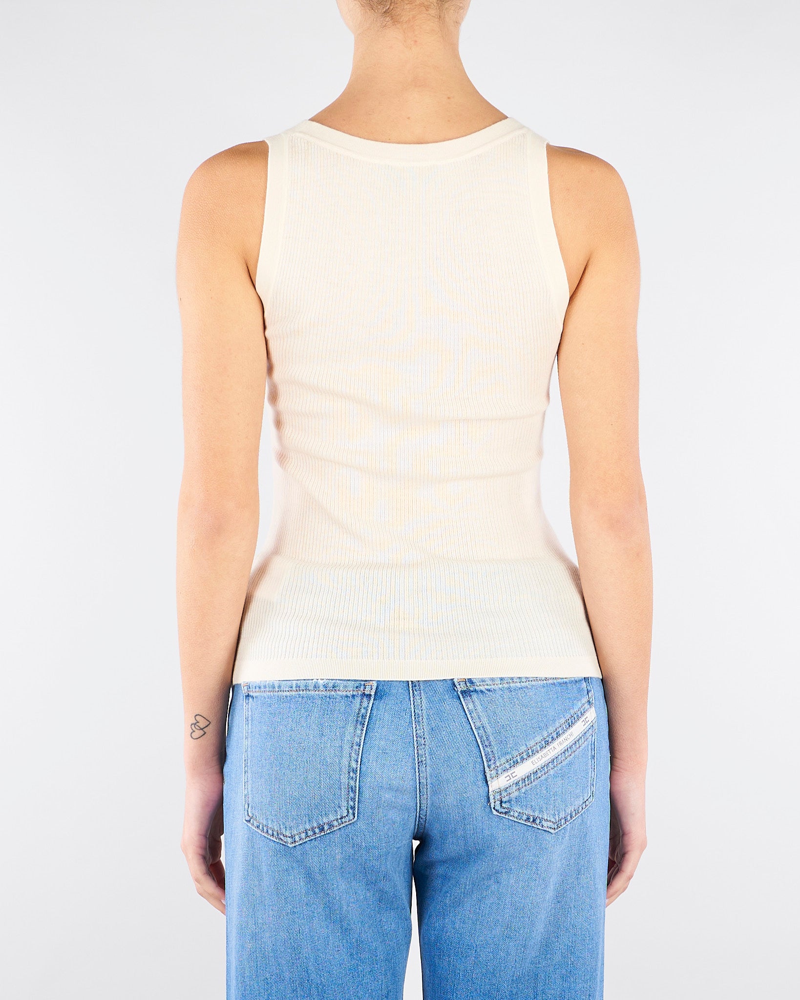Top Burro in maglia con logo TK80B61E2 193 ELISABETTA FRANCHI 