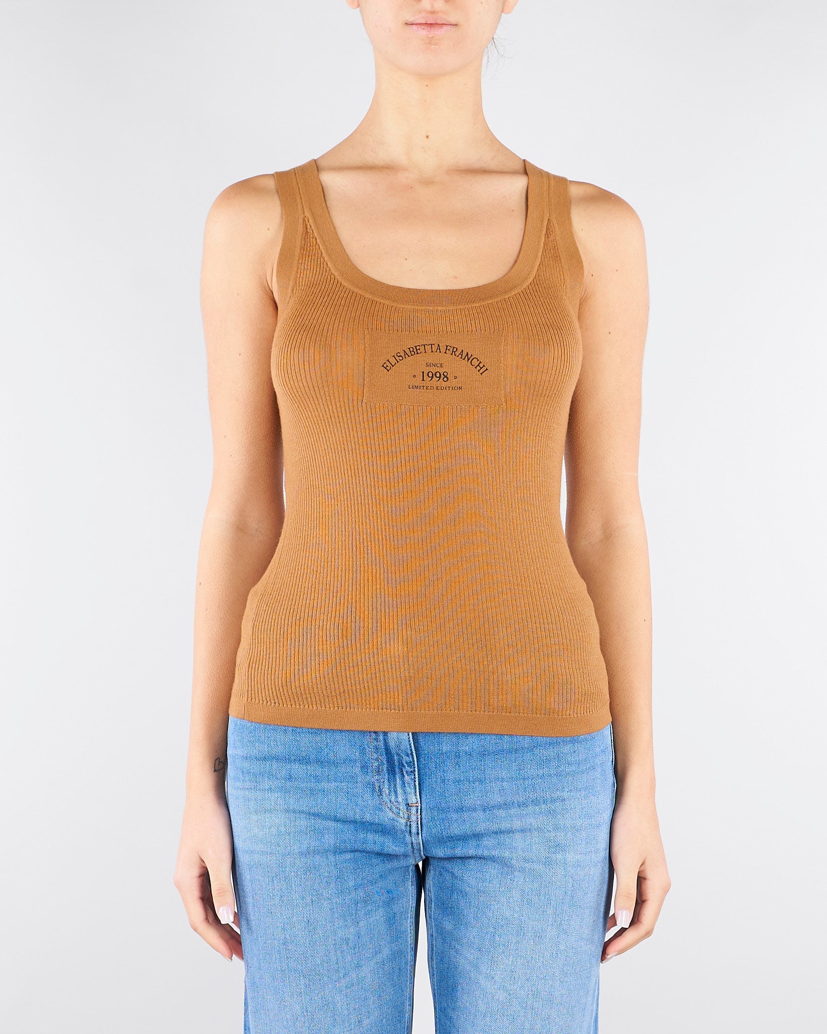 Top Daino in maglia con logo TK80B61E2 AI6 ELISABETTA FRANCHI 