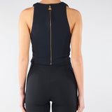 Top Nero-Burro in crêpe leggero con cut-out bicolore TO04761E2 685 ELISABETTA FRANCHI 