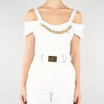 Top Bianco in cotone stretch con collana TO04861E2 100 ELISABETTA FRANCHI 