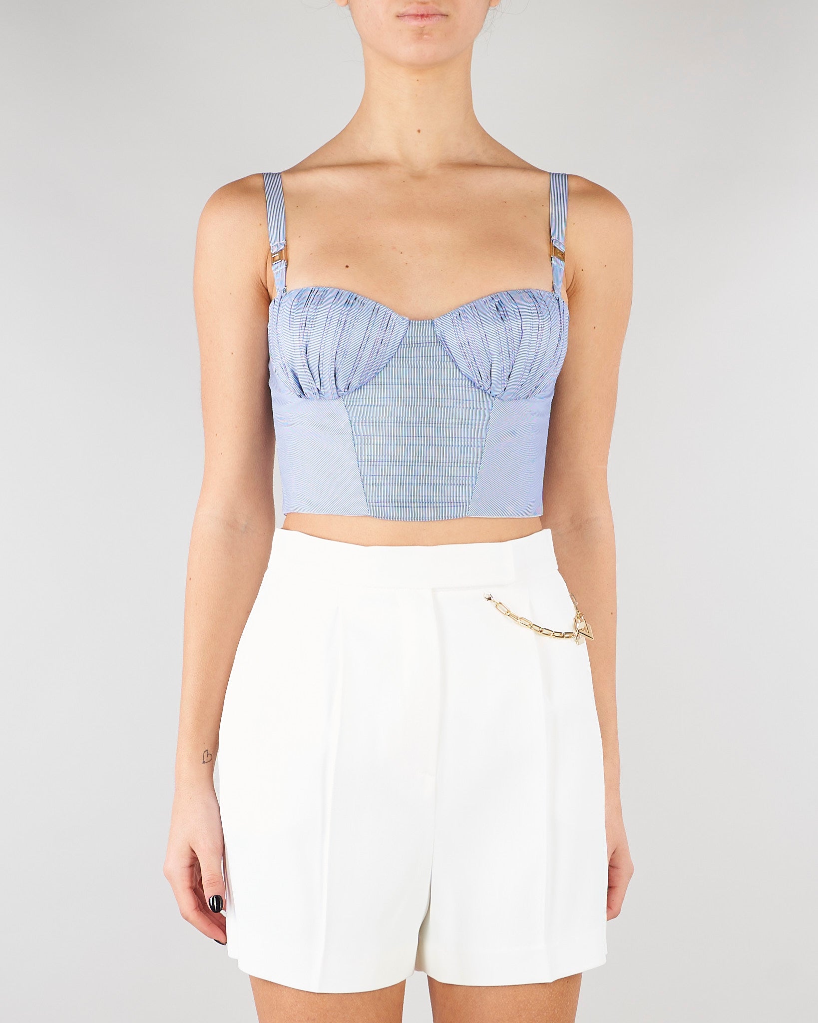Top Oxford in taffettà di nylon a righe TO05362E2 019 ELISABETTA FRANCHI 