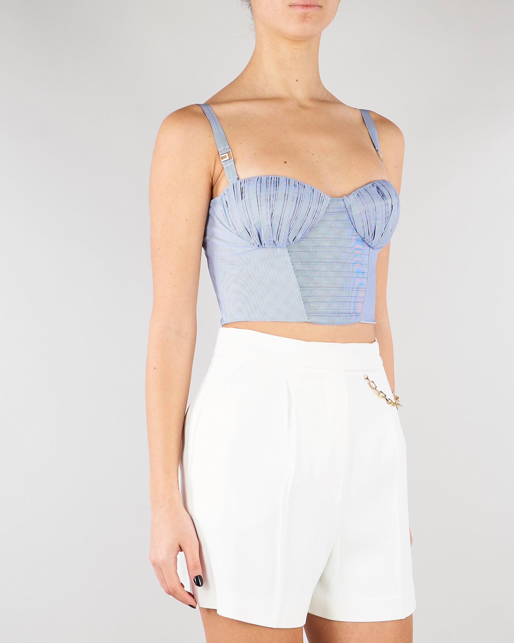 Top Oxford in taffettà di nylon a righe TO05362E2 019 ELISABETTA FRANCHI 