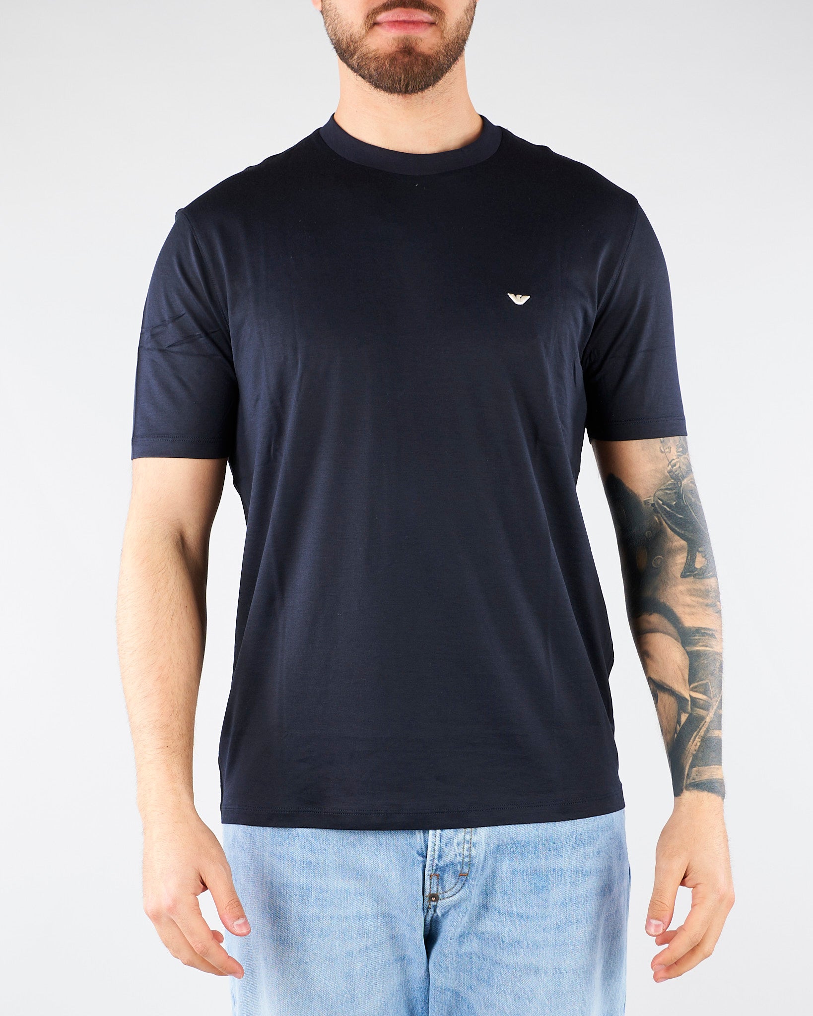 T-shirt Blu in jersey lyocell con logo EM004592AF13747 UB118 EMPORIO ARMANI 