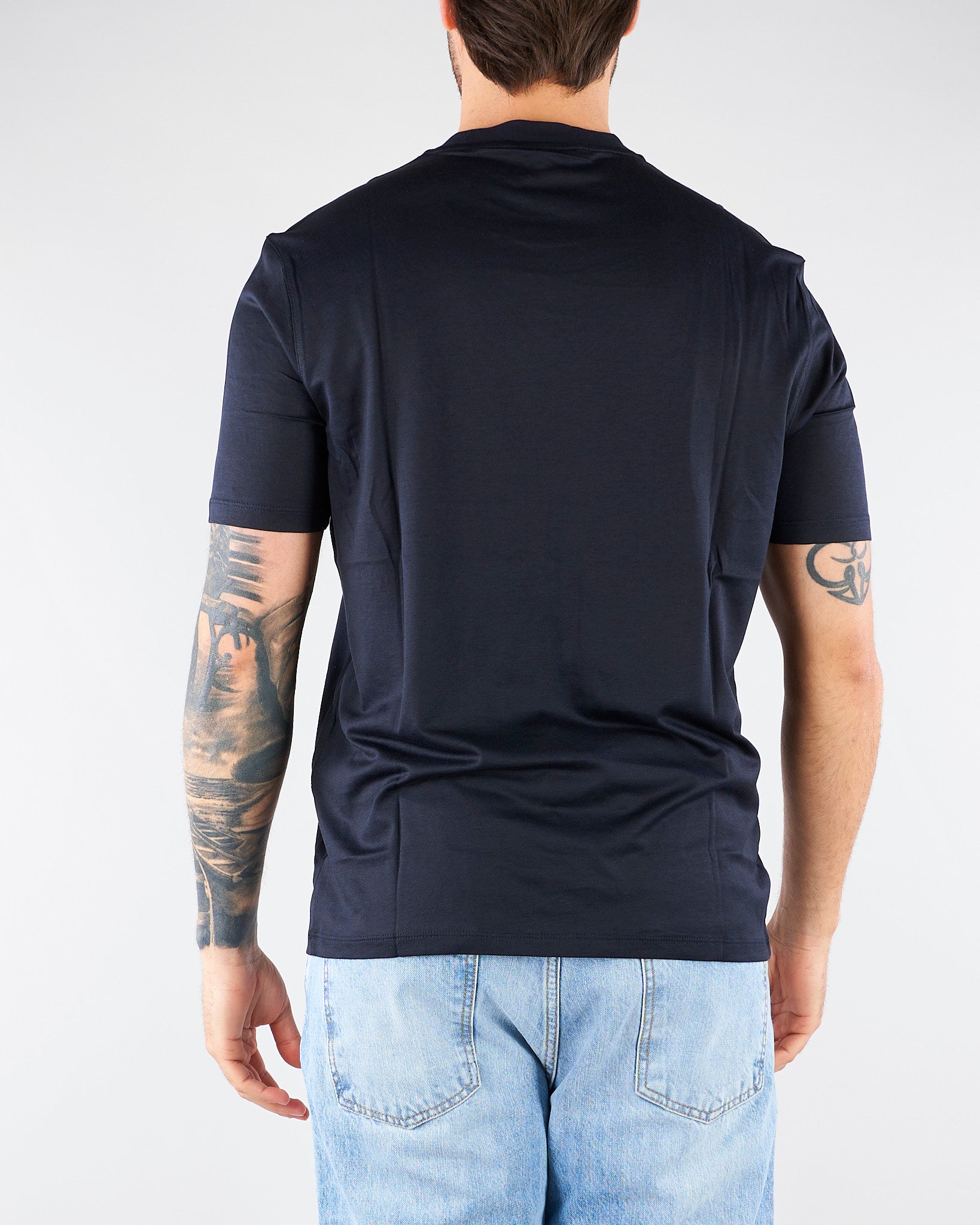 T-shirt Blu in jersey lyocell con logo EM004592AF13747 UB118 EMPORIO ARMANI 