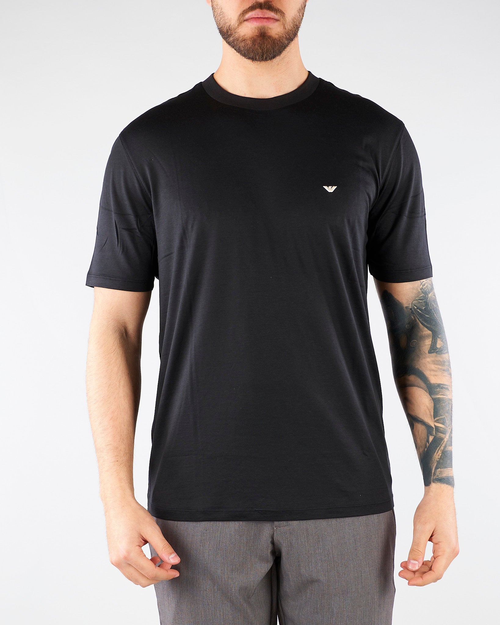 T-shirt Nero in jersey lyocell con logo EM004592AF13747 UC001 EMPORIO ARMANI 