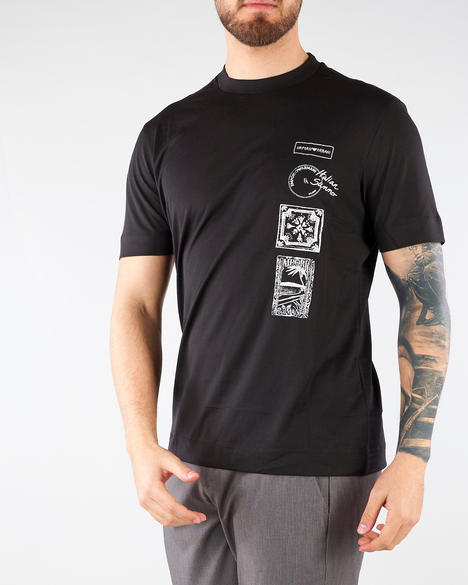 T-shirt Nero con stampa EM004994AF24470 UC001 EMPORIO ARMANI 