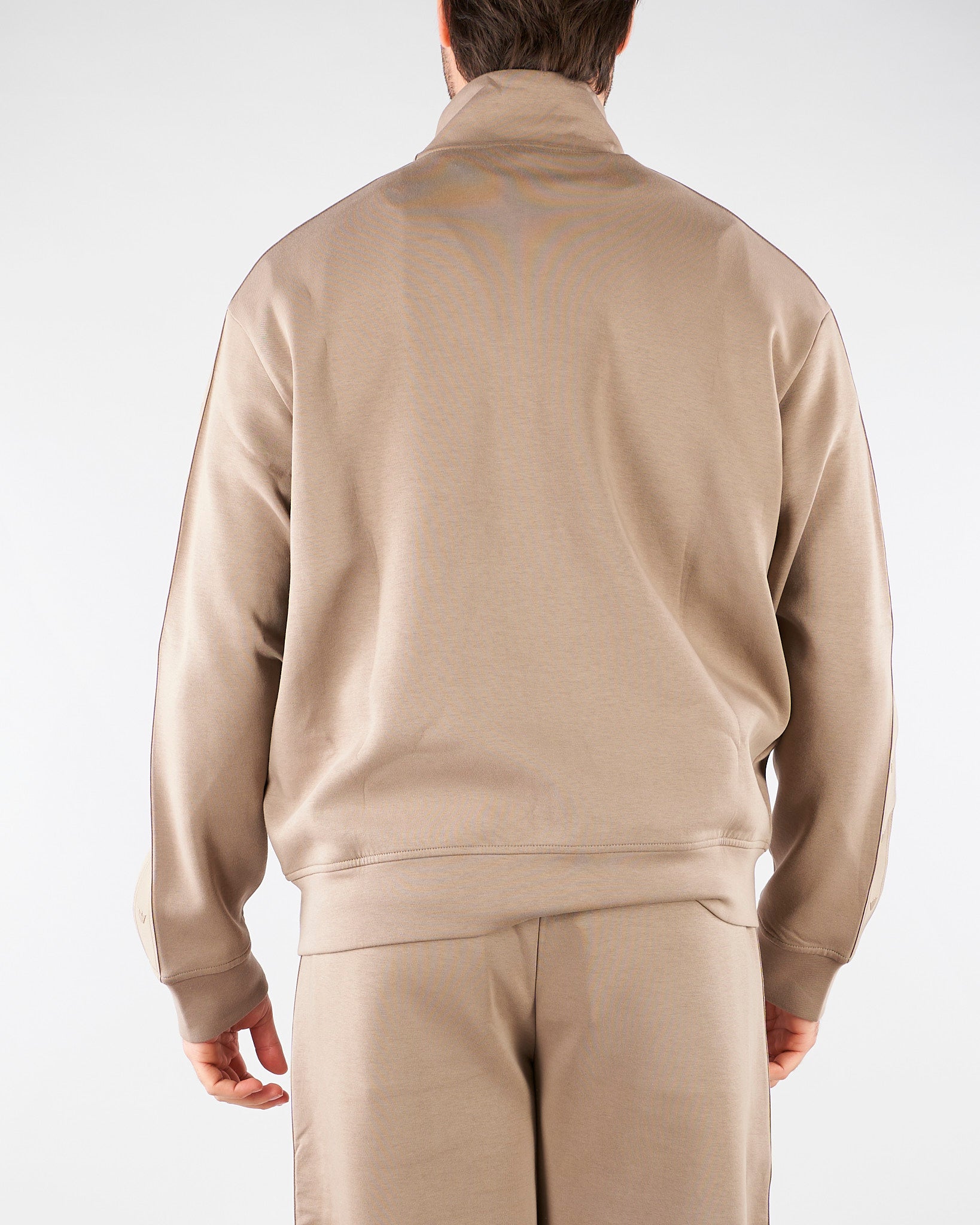 Felpa Beige full zip in double jersey con banda logata EM005222AF10013 U6107 EMPORIO ARMANI 