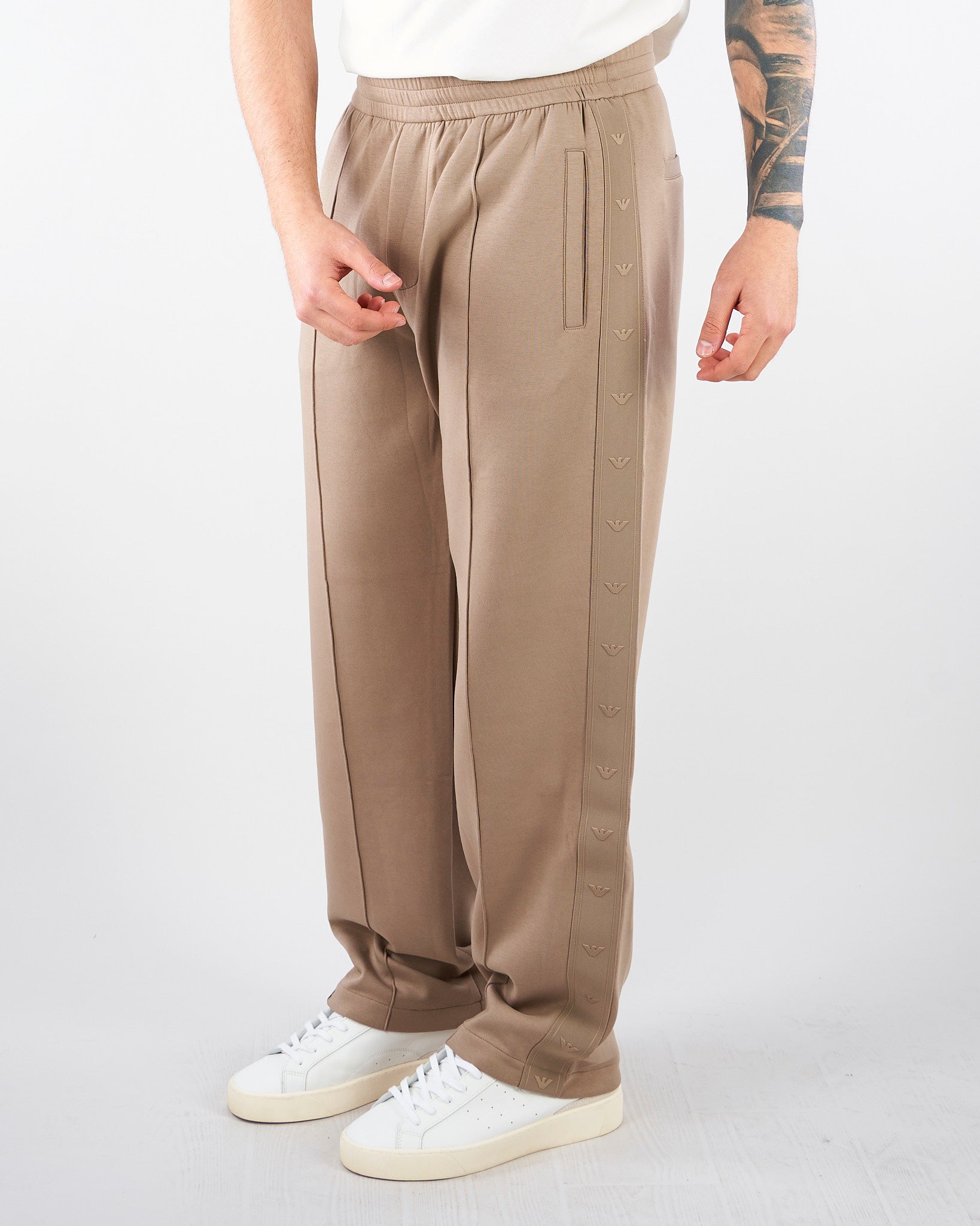 Pantaloni Beige in double jersey con banda logata EM005223AF10013 U6107 EMPORIO ARMANI 