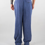 Pantaloni Blu con pences in tessuto effetto cupro EM005614TE20601 UB047 EMPORIO ARMANI 
