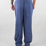 Pantaloni Blu con pences in tessuto effetto cupro EM005614TE20601 UB047 EMPORIO ARMANI 