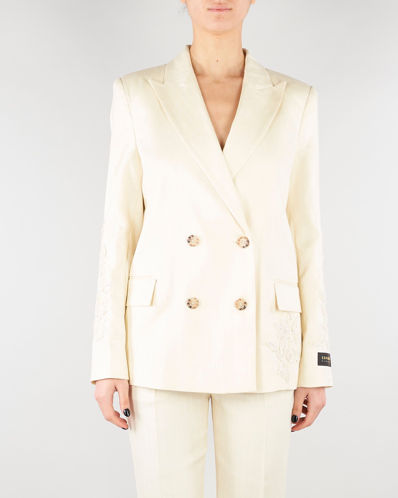 Blazer Vaniglia doppiopetto spinato con ricami D48EI023ER3 MF333 ERMANNO BY ERMANNO SCERVINO 