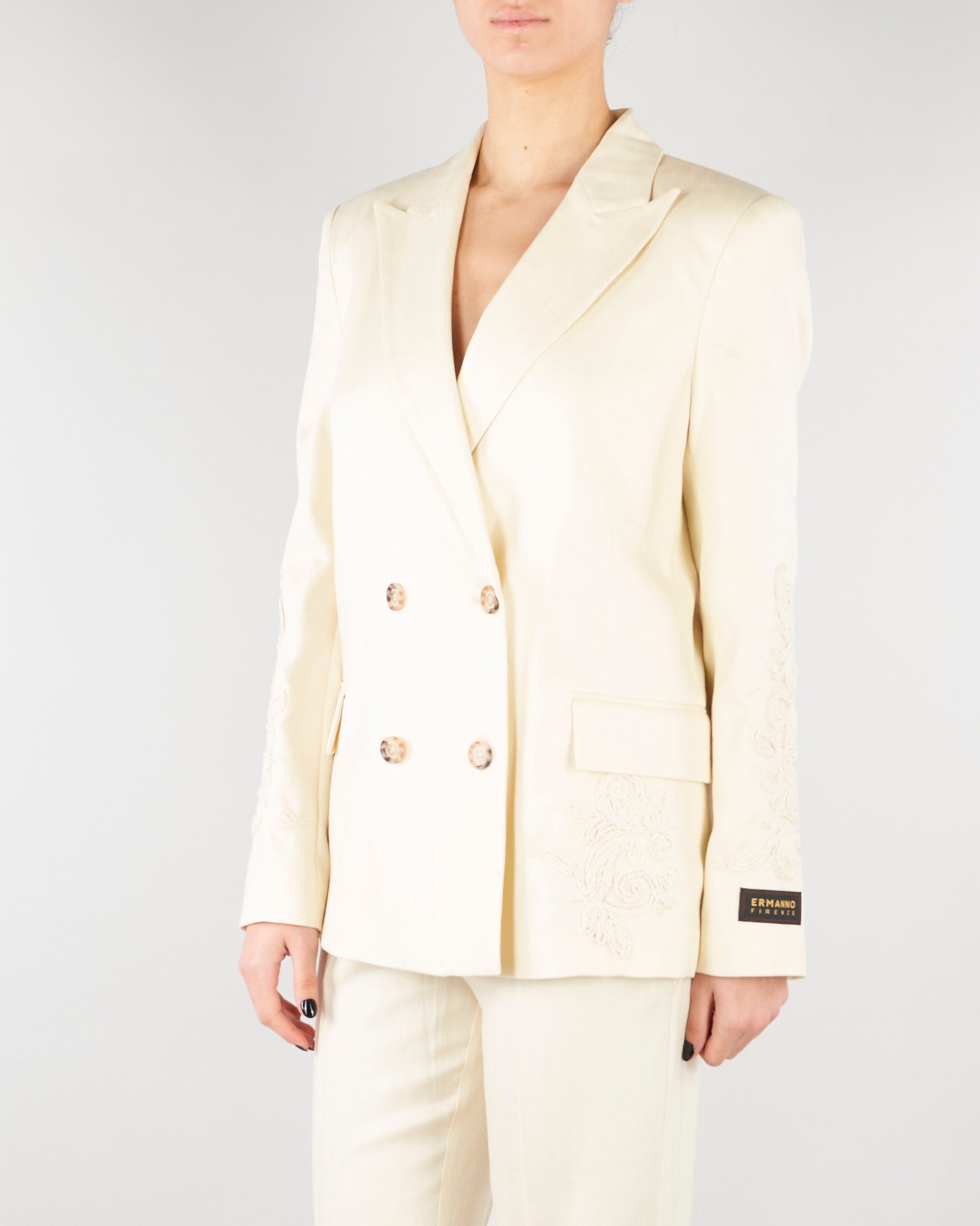 Blazer Vaniglia doppiopetto spinato con ricami D48EI023ER3 MF333 ERMANNO BY ERMANNO SCERVINO 