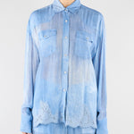 Camicia in georgette con stampa Denim e pizzo ricamato D48EK021EB5 MF156 ERMANNO BY ERMANNO SCERVINO 