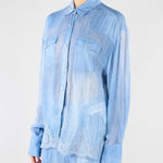 Camicia in georgette con stampa Denim e pizzo ricamato D48EK021EB5 MF156 ERMANNO BY ERMANNO SCERVINO 
