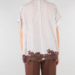 Camicia Bianco-Marrone a righe con ricami floreali D48EK036ES2 MFB25 ERMANNO BY ERMANNO SCERVINO 