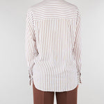 Camicia Bianco-Marrone a righe con ricami floreale D48EK037ES2 MFB25 ERMANNO BY ERMANNO SCERVINO 
