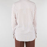 Camicia Bianco-Marrone a righe con ricami floreale D48EK037ES2 MFB25 ERMANNO BY ERMANNO SCERVINO 
