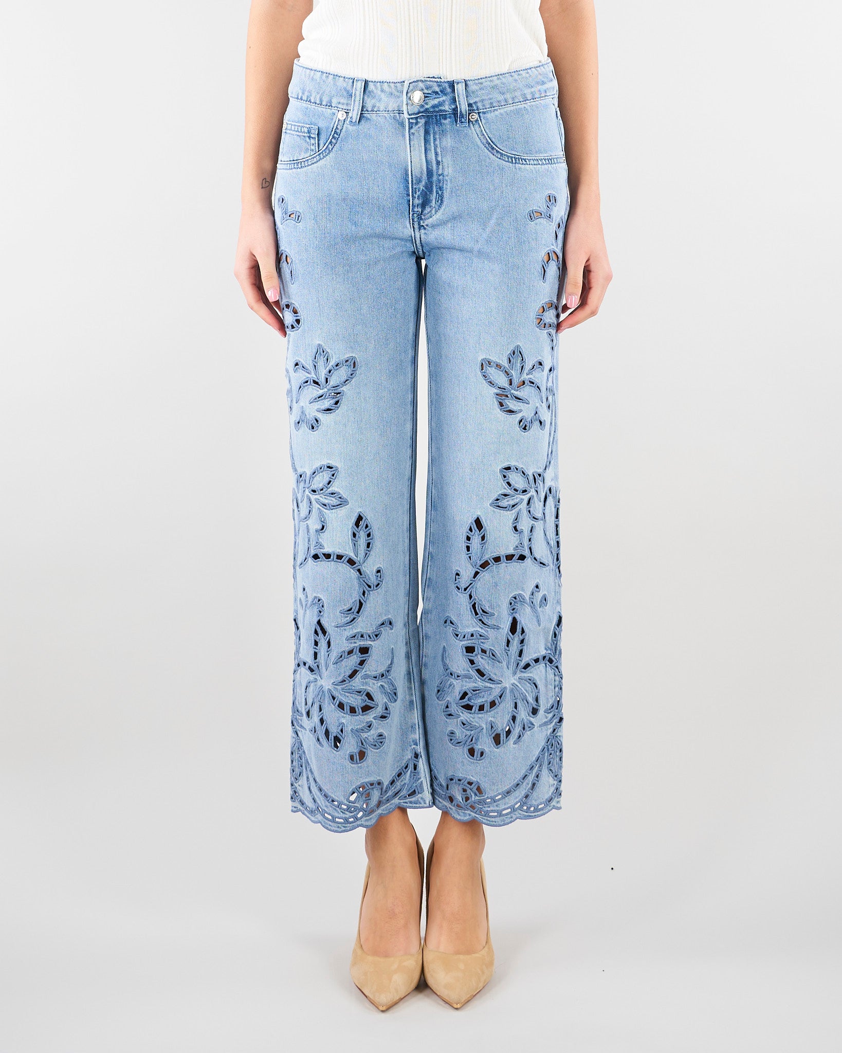 Jeans con ricamo sangallo D48EP006EI7 MF156 ERMANNO BY ERMANNO SCERVINO 