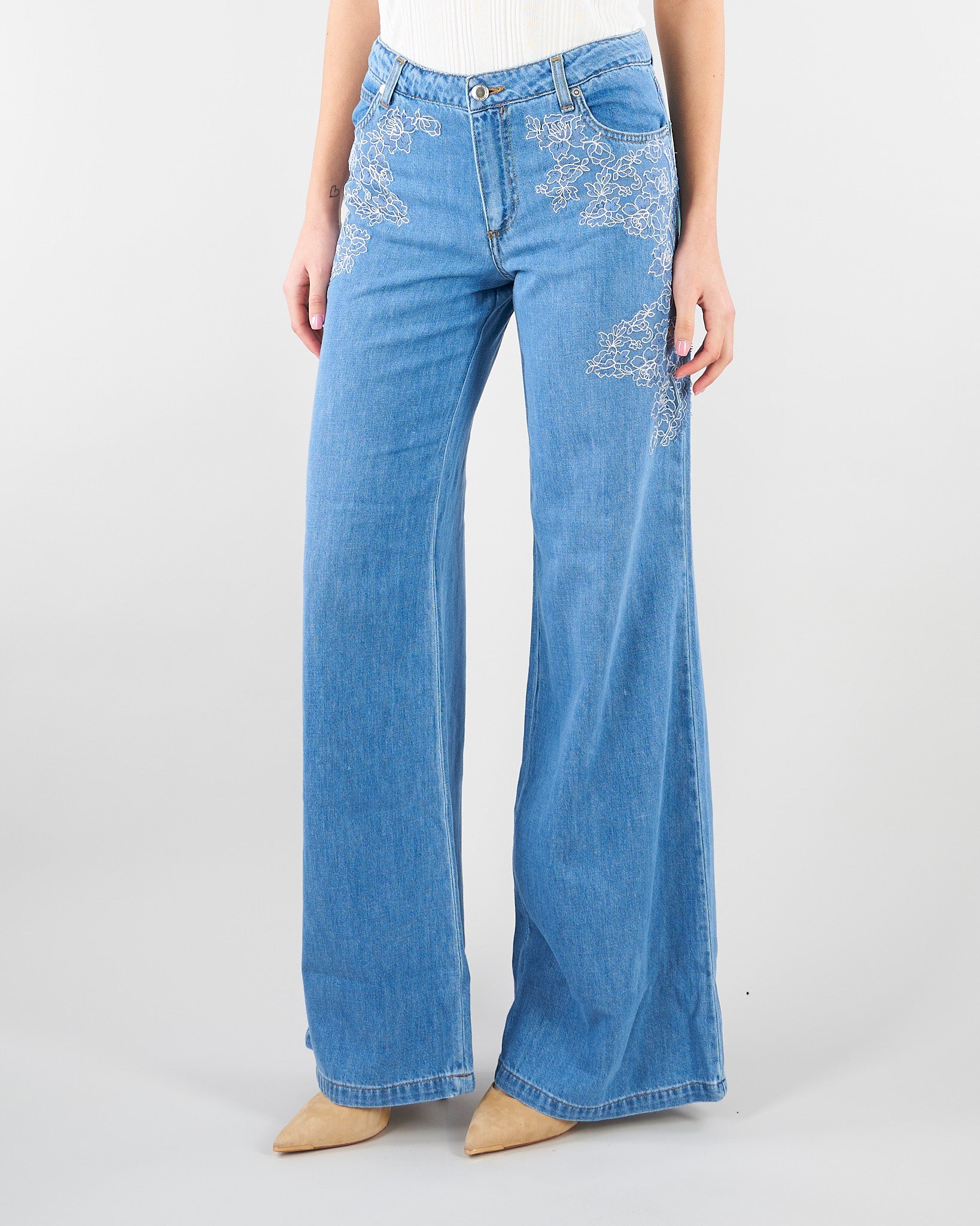 Jeans flare con pizzo ricamato D48EP040REJ4 MF156 ERMANNO BY ERMANNO SCERVINO 