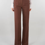 Pantalone Marrone dritto in misto lino D48EP060E32 MFB24 ERMANNO BY ERMANNO SCERVINO 