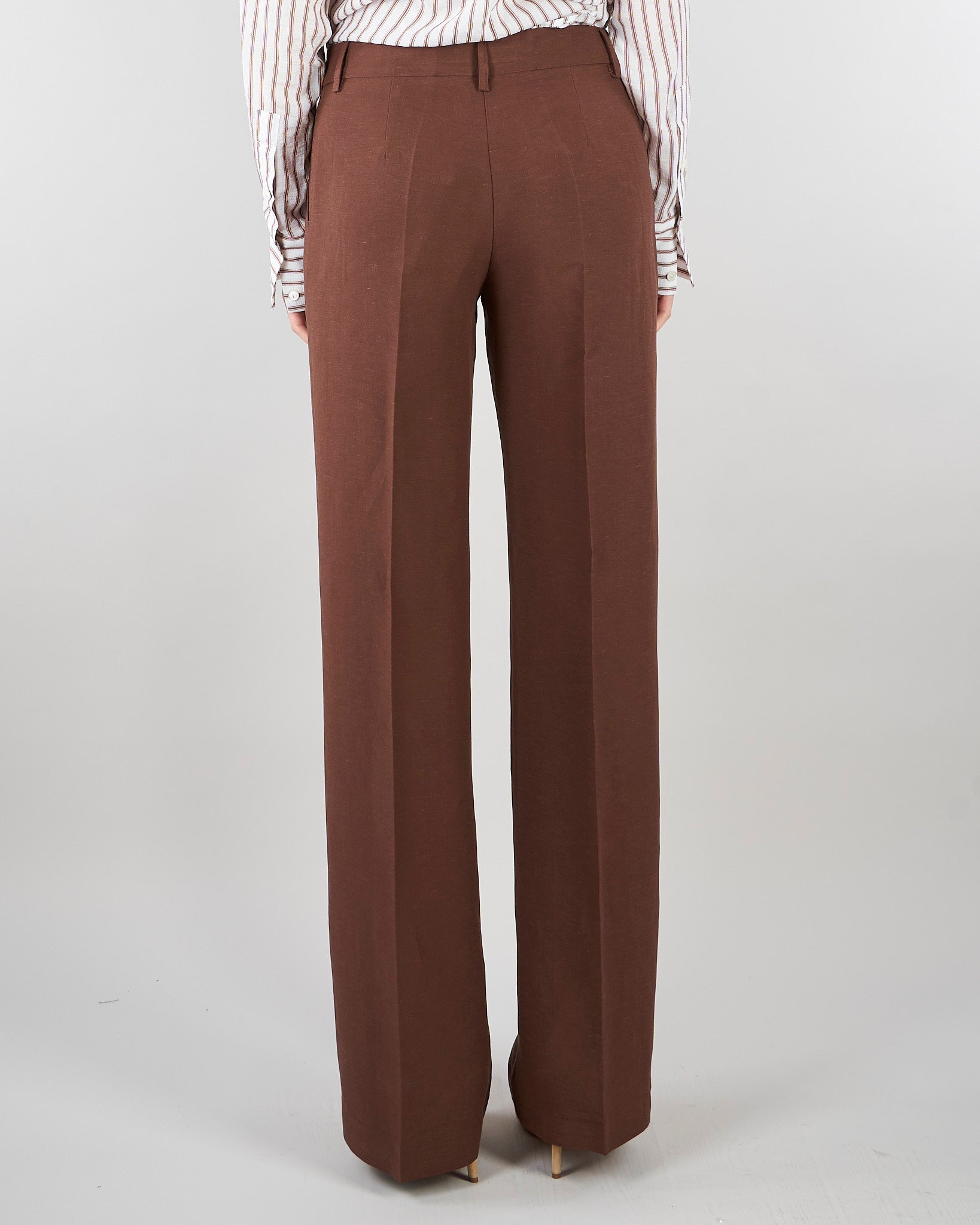 Pantalone Marrone dritto in misto lino D48EP060E32 MFB24 ERMANNO BY ERMANNO SCERVINO 