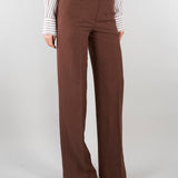 Pantalone Marrone dritto in misto lino D48EP060E32 MFB24 ERMANNO BY ERMANNO SCERVINO 