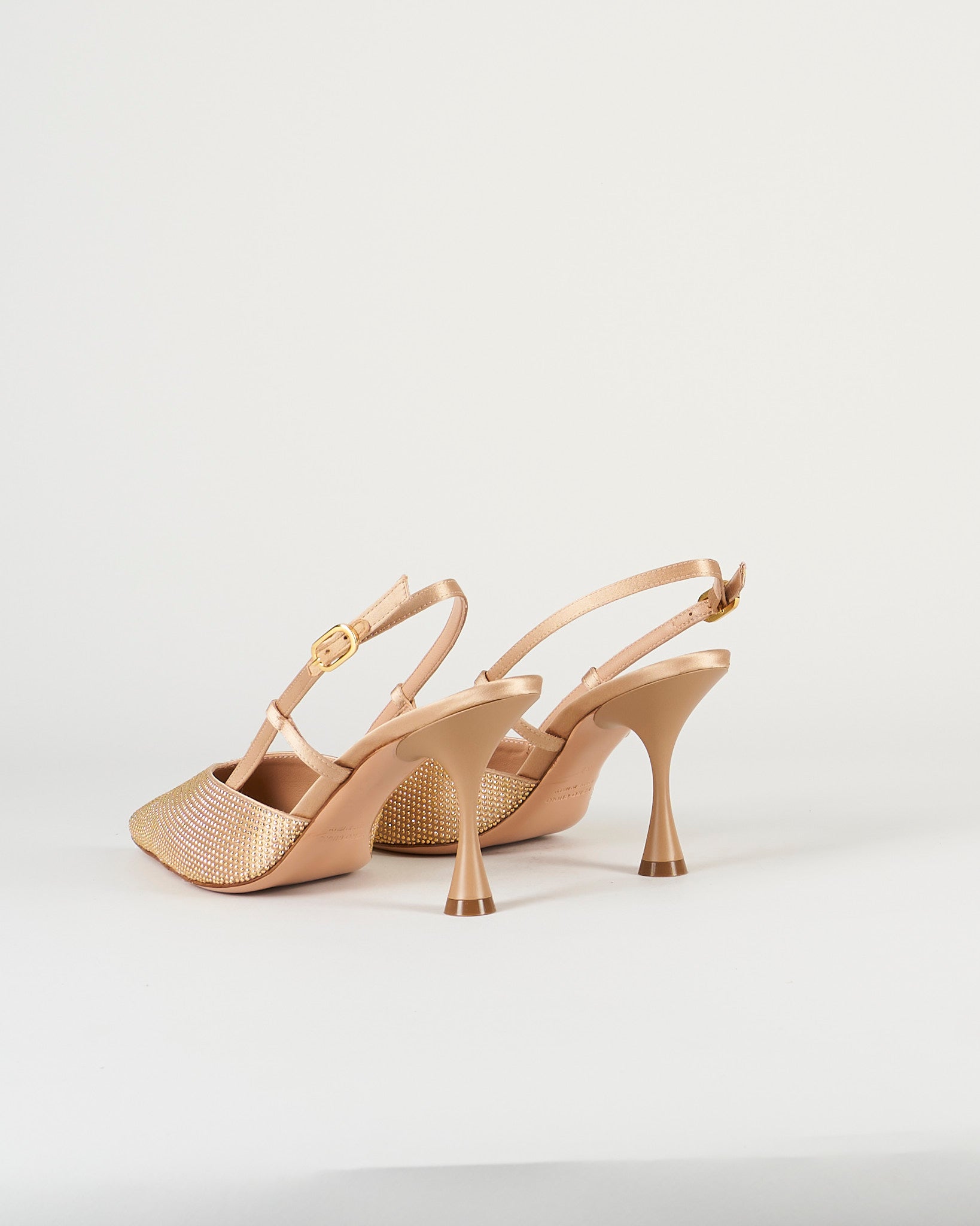 Slingback Champagne in raso con micro borchie 7507 35 FRANCESCO SACCO 