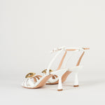 Sandalo Bianco in pelle con accessorio gold 7523 1 FRANCESCO SACCO 