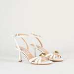Sandalo Bianco in pelle con accessorio gold 7523 1 FRANCESCO SACCO 