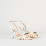 Sandalo Bianco in pelle con accessorio gold 7523 1 FRANCESCO SACCO 