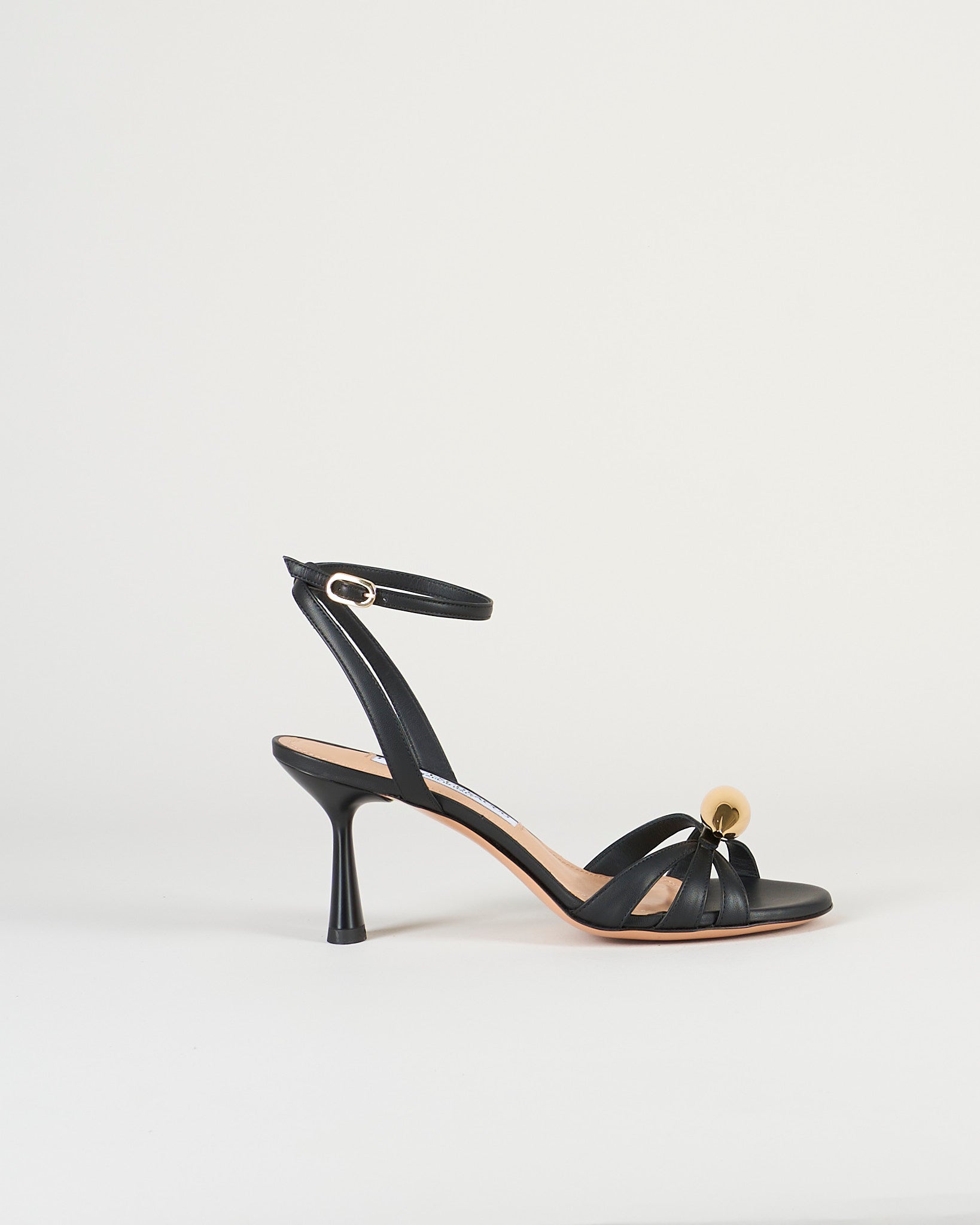 Sandalo Nero in pelle con accessorio gold 7523 99 FRANCESCO SACCO 
