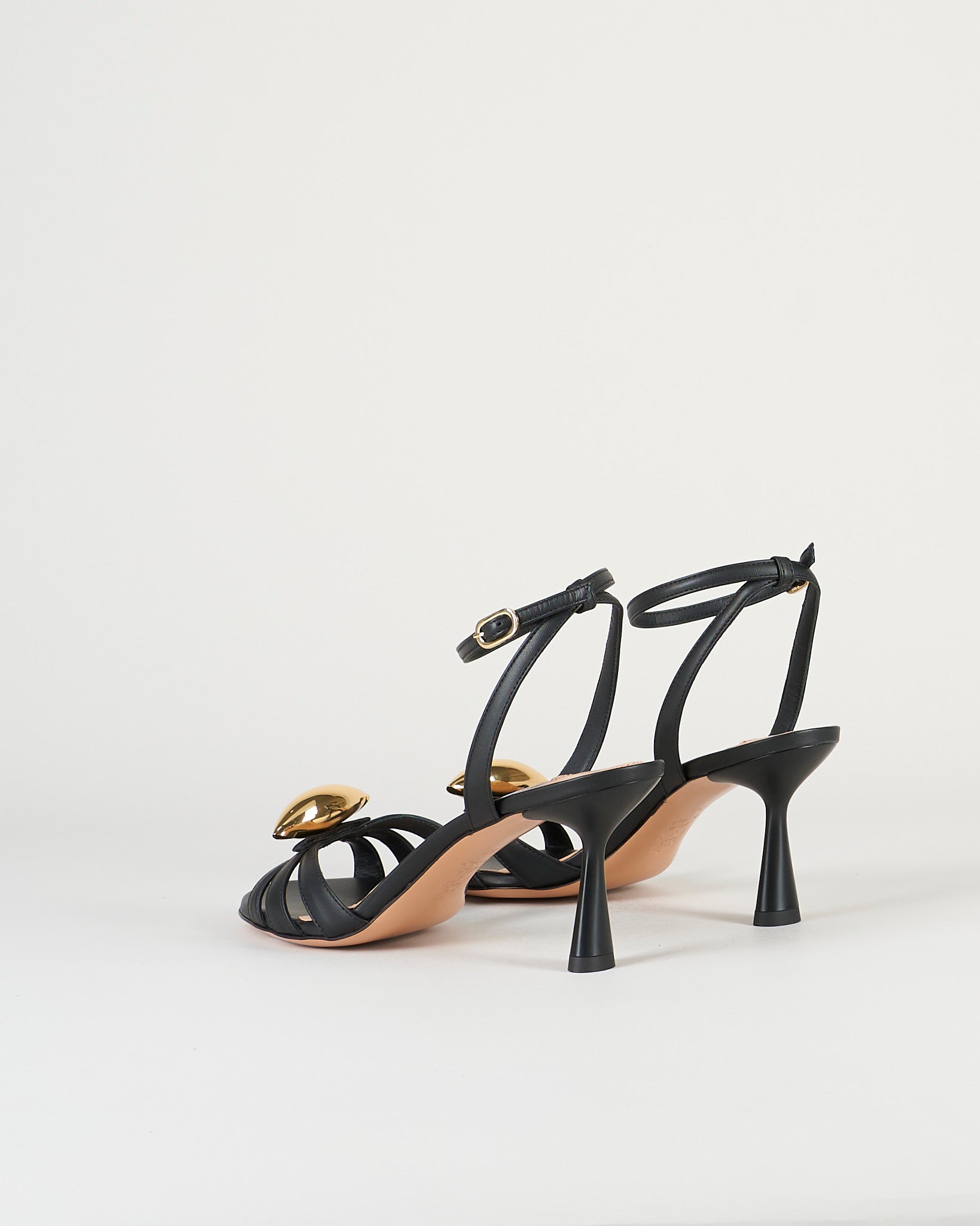 Sandalo Nero in pelle con accessorio gold 7523 99 FRANCESCO SACCO 