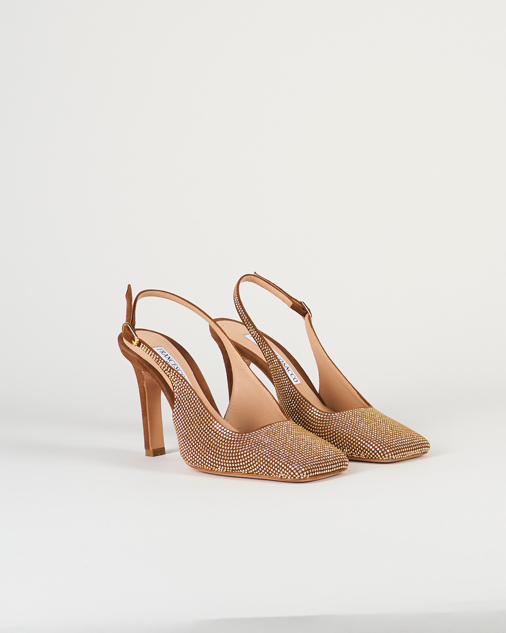 Slingback Tabacco in suede con micro borchie 7530 1 FRANCESCO SACCO 