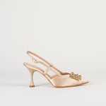 Slingback Champagne in raso con accessorio 7537 1 FRANCESCO SACCO 